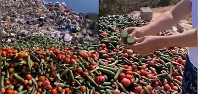  Antalya Gazipaşa'da tepki çeken görüntüler! Tonlarca meyve ve sebzeyi çöpe döktüler