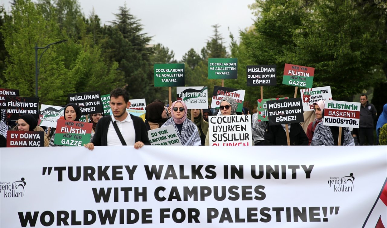 Konya’da üniversite öğrencilerinden ABD’deki Filistin eylemlerine destek!