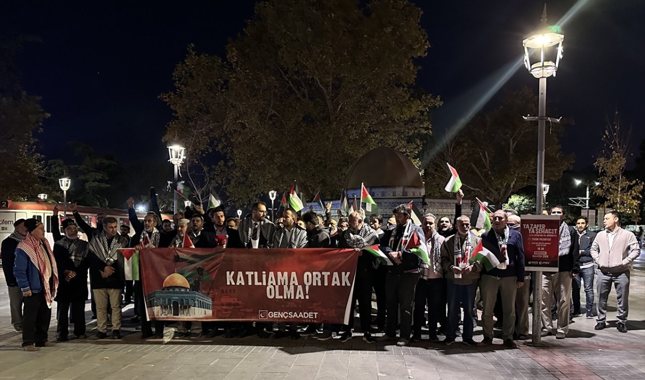  Konya’da Saadet partisi İsrail’i protesto etti!